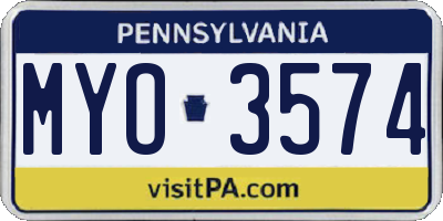 PA license plate MYO3574