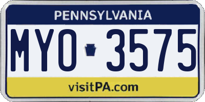 PA license plate MYO3575