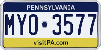 PA license plate MYO3577