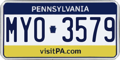 PA license plate MYO3579