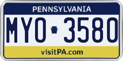 PA license plate MYO3580