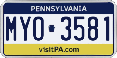 PA license plate MYO3581