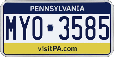 PA license plate MYO3585