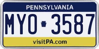 PA license plate MYO3587