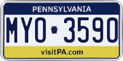 PA license plate MYO3590