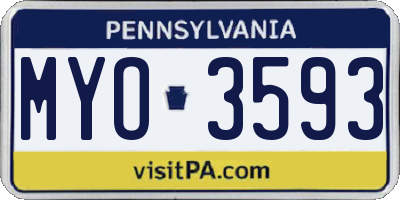 PA license plate MYO3593