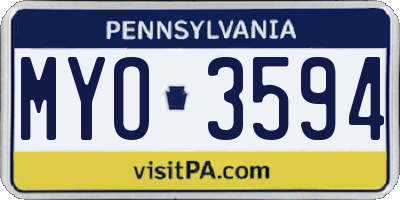 PA license plate MYO3594