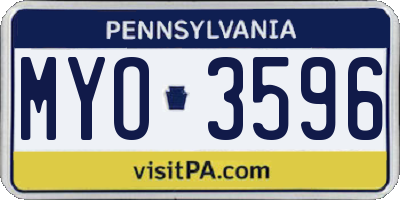 PA license plate MYO3596
