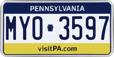 PA license plate MYO3597