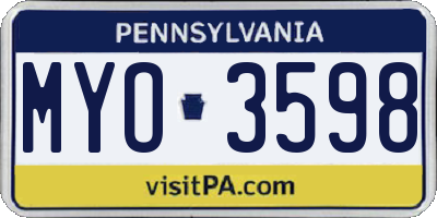 PA license plate MYO3598