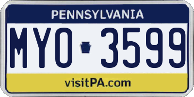PA license plate MYO3599