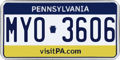 PA license plate MYO3606
