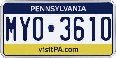 PA license plate MYO3610