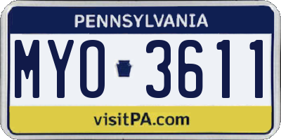 PA license plate MYO3611
