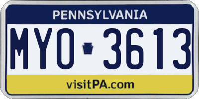 PA license plate MYO3613