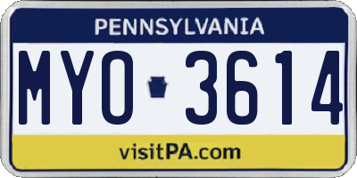 PA license plate MYO3614