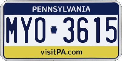 PA license plate MYO3615