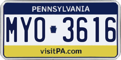PA license plate MYO3616