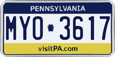 PA license plate MYO3617