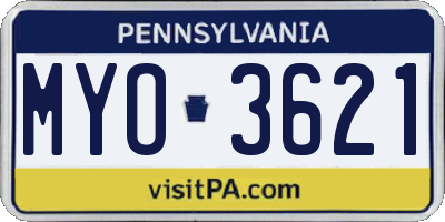 PA license plate MYO3621