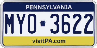 PA license plate MYO3622
