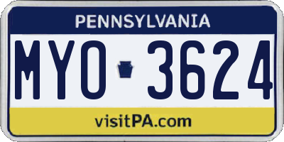 PA license plate MYO3624