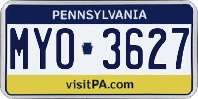 PA license plate MYO3627