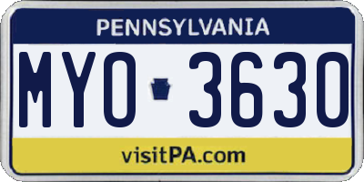 PA license plate MYO3630