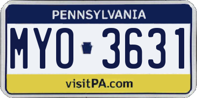 PA license plate MYO3631