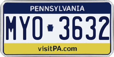 PA license plate MYO3632