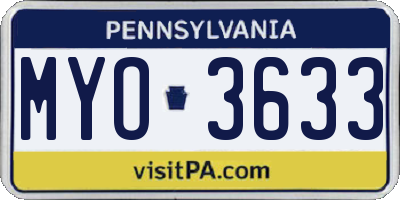 PA license plate MYO3633