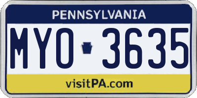 PA license plate MYO3635