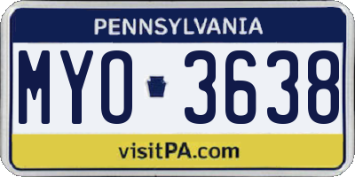 PA license plate MYO3638