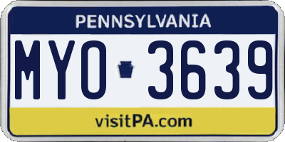 PA license plate MYO3639