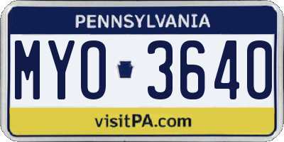 PA license plate MYO3640