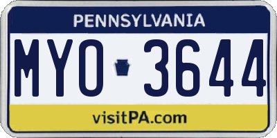 PA license plate MYO3644