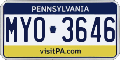 PA license plate MYO3646