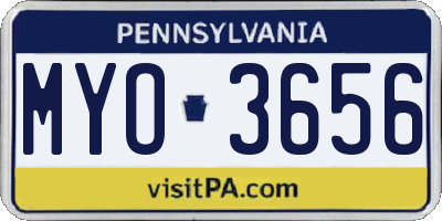PA license plate MYO3656