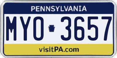 PA license plate MYO3657