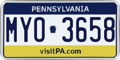 PA license plate MYO3658