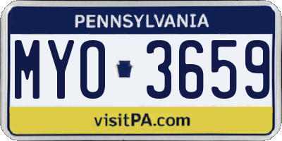 PA license plate MYO3659