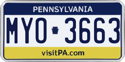 PA license plate MYO3663