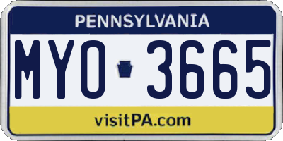 PA license plate MYO3665
