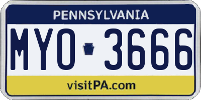PA license plate MYO3666