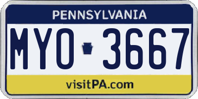 PA license plate MYO3667