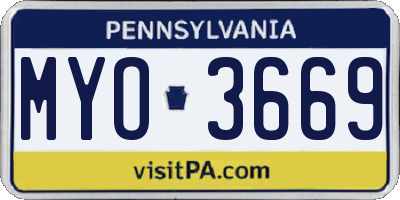 PA license plate MYO3669
