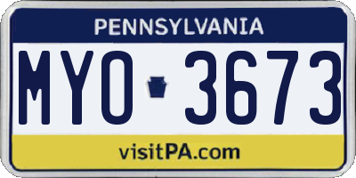 PA license plate MYO3673