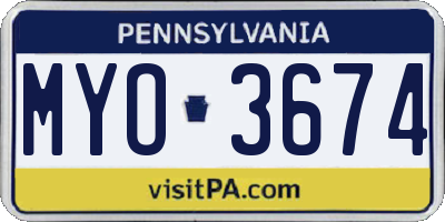 PA license plate MYO3674