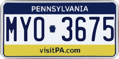 PA license plate MYO3675