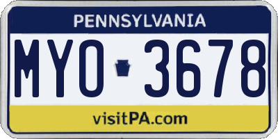 PA license plate MYO3678